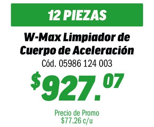 COMBO 12 W-MAX LIMP.CUERPO DE ACELERACION Y C